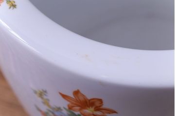 アンティーク雑貨　【F様ご成約済み・ご決済用】オールドノリタケ(日陶)　色絵　草花　上品な雰囲気漂う壱型火鉢(手あぶり、鉢カバー)