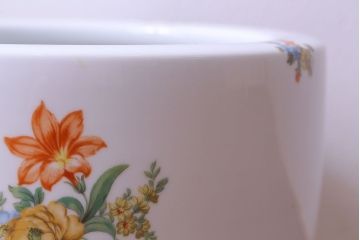 アンティーク雑貨　【F様ご成約済み・ご決済用】オールドノリタケ(日陶)　色絵　草花　上品な雰囲気漂う壱型火鉢(手あぶり、鉢カバー)