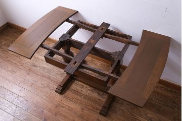アンティーク家具　イギリスアンティーク　オーク材　リッチな印象のドローリーフテーブル(エクステンションテーブル、ダイニングテーブル)