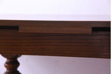 アンティーク家具　イギリスアンティーク　オーク材　リッチな印象のドローリーフテーブル(エクステンションテーブル、ダイニングテーブル)