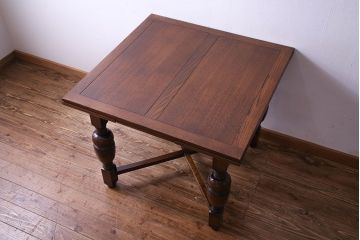 アンティーク家具　イギリスアンティーク　気品漂うデザインのドローリーフテーブル(エクステンションテーブル、ダイニングテーブル)