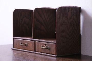 アンティーク雑貨　和製アンティーク　タモ材　アーチ形のデザインがおしゃれなブックスタンド(本立て、小物収納)