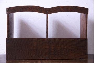 アンティーク雑貨　和製アンティーク　タモ材　アーチ形のデザインがおしゃれなブックスタンド(本立て、小物収納)