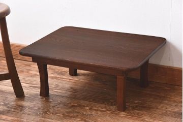 レトロ家具　昭和レトロ　ぬくもりのある栓材製のちゃぶ台(座卓、ローテーブル)