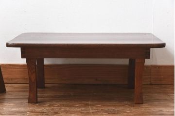 レトロ家具　昭和レトロ　ぬくもりのある栓材製のちゃぶ台(座卓、ローテーブル)