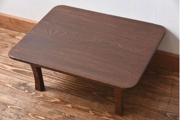 レトロ家具　昭和レトロ　ぬくもりのある栓材製のちゃぶ台(座卓、ローテーブル)