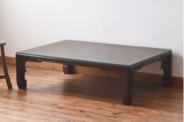中古　美品　大阪唐木指物　上品なデザインのテーブル(座卓、ローテーブル)(定価約120万円)