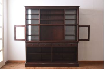 中古　九州民芸家具　特注品　両面使用可能!上品な収納棚(食器棚、戸棚、キャビネット)(定価約130万円)