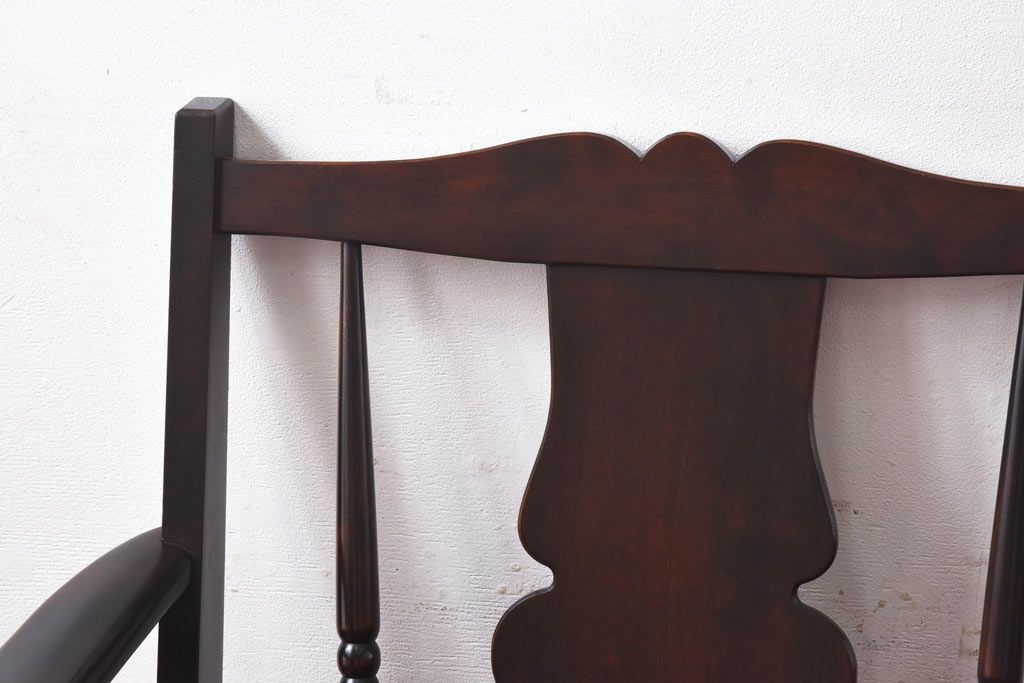 中古　北海道民芸家具　ラフジュオリジナルクッション付きラブソファ(二人掛けソファ)