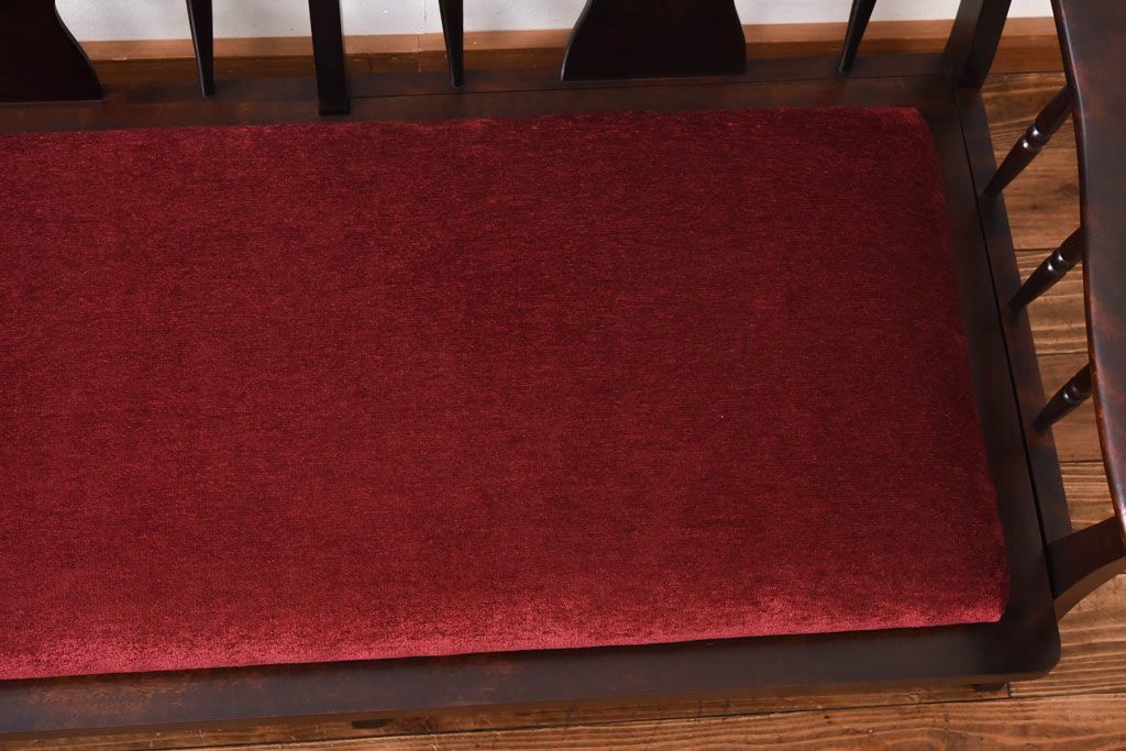 中古　北海道民芸家具　ラフジュオリジナルクッション付きラブソファ(二人掛けソファ)