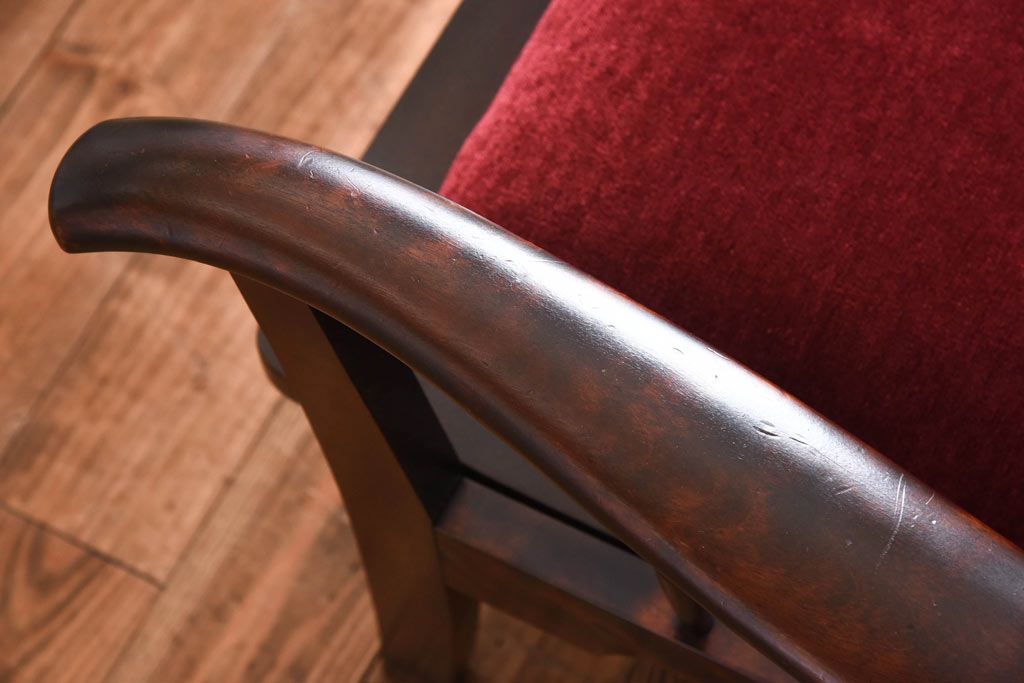 中古　北海道民芸家具　ラフジュオリジナルクッション付きラブソファ(二人掛けソファ)