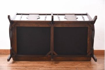 中古　北海道民芸家具　ラフジュオリジナルクッション付きラブソファ(二人掛けソファ)