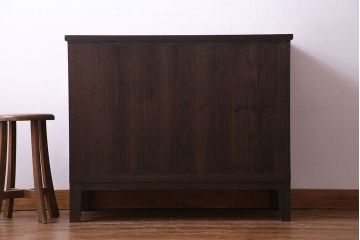 アンティーク家具　和モダン　ヒノキ材　モールガラス入り!　上品な趣きのローボード(テレビボード、リビングボード)