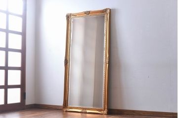 アンティーク雑貨　中古　豪華で目を引くアンティーク調ミラー(姿見、鏡)
