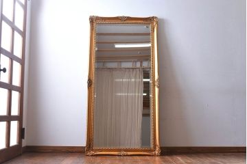 アンティーク雑貨　中古　豪華で目を引くアンティーク調ミラー(姿見、鏡)