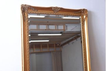 アンティーク雑貨　中古　豪華で目を引くアンティーク調ミラー(姿見、鏡)