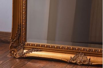 アンティーク雑貨　中古　豪華で目を引くアンティーク調ミラー(姿見、鏡)