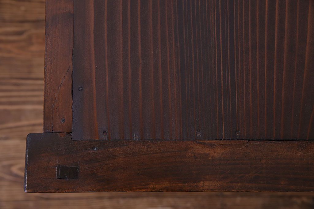 レトロ家具　和製アンティーク　人気のモールガラス!　レトロな脚付きローボード(ローチェスト、テレビボード)