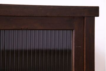 レトロ家具　和製アンティーク　人気のモールガラス!　レトロな脚付きローボード(ローチェスト、テレビボード)