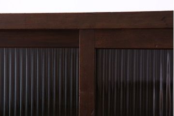 レトロ家具　和製アンティーク　人気のモールガラス!　レトロな脚付きローボード(ローチェスト、テレビボード)