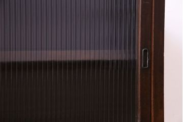 レトロ家具　和製アンティーク　人気のモールガラス!　レトロな脚付きローボード(ローチェスト、テレビボード)