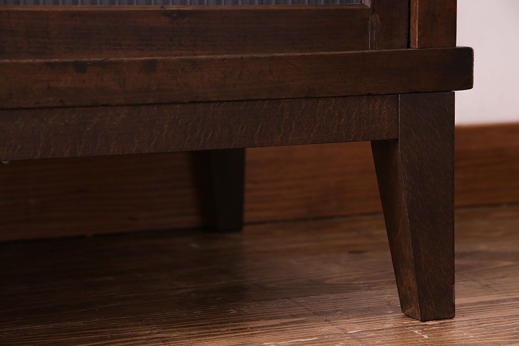 レトロ家具　和製アンティーク　人気のモールガラス!　レトロな脚付きローボード(ローチェスト、テレビボード)