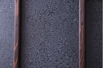 和製アンティーク　結霜ガラス　モダンなデザインのガラス戸(引き戸、建具)2枚セット(1)