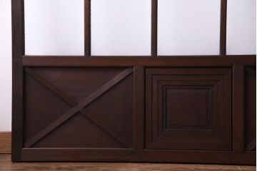 和製アンティーク　結霜ガラス　モダンなデザインのガラス戸(引き戸、建具)2枚セット(1)