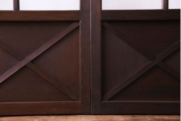 和製アンティーク　結霜ガラス　モダンなデザインのガラス戸(引き戸、建具)2枚セット(1)