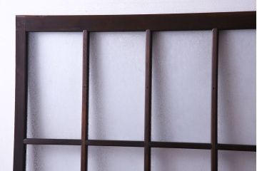 和製アンティーク　結霜ガラス　モダンなデザインのガラス戸(引き戸、建具)2枚セット(2)