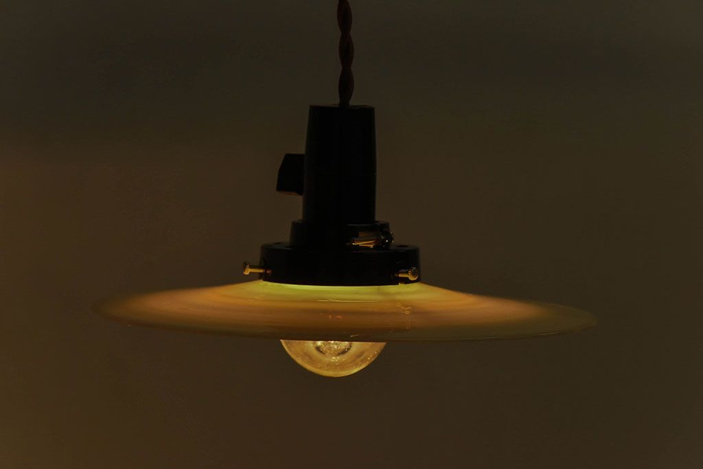 昭和レトロ　昔懐かしい魅力のある平笠シェード(天井照明、ペンダントライト)(1)