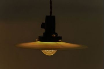 昭和レトロ　昔懐かしい魅力のある平笠シェード(天井照明、ペンダントライト)(1)