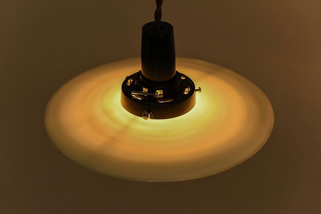 昭和レトロ　昔懐かしい魅力のある平笠シェード(天井照明、ペンダントライト)(1)