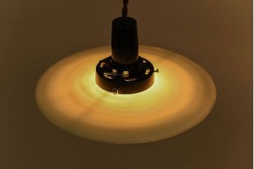 昭和レトロ　昔懐かしい魅力のある平笠シェード(天井照明、ペンダントライト)(1)