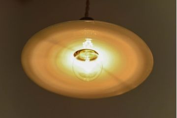 昭和レトロ　昔懐かしい魅力のある平笠シェード(天井照明、ペンダントライト)(1)