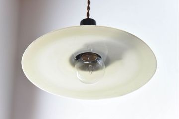 昭和レトロ　昔懐かしい魅力のある平笠シェード(天井照明、ペンダントライト)(1)