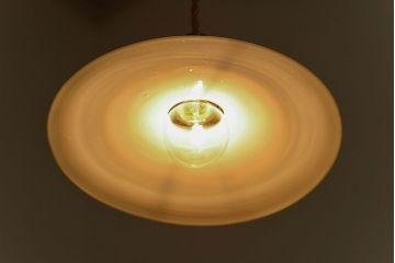 昭和レトロ　昔懐かしい魅力のある平笠シェード(天井照明、ペンダントライト)(2)