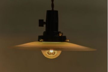 昭和レトロ　昔懐かしい魅力のある平笠シェード(天井照明、ペンダントライト)(3)