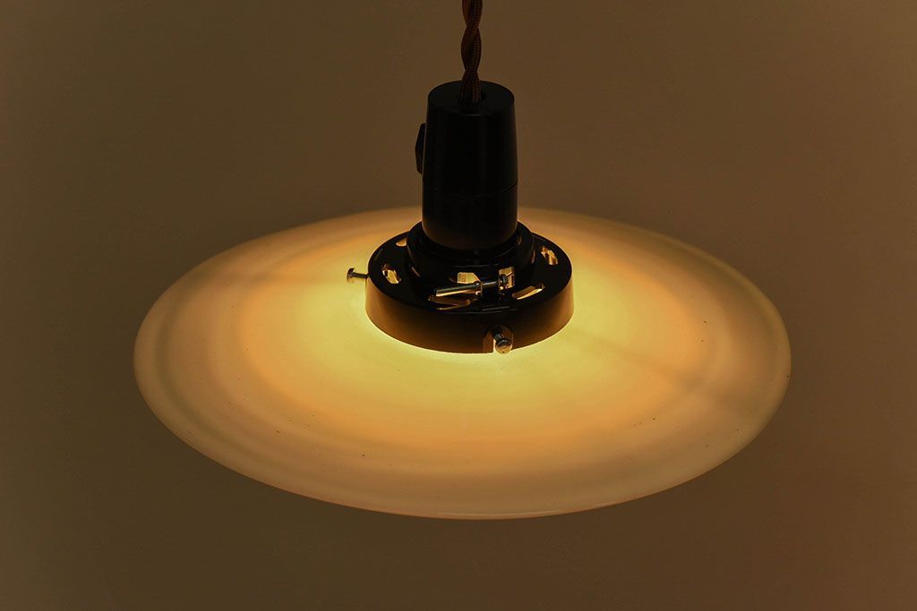 昭和レトロ　昔懐かしい魅力のある平笠シェード(天井照明、ペンダントライト)(3)