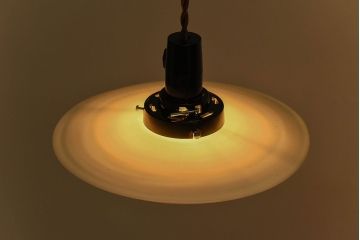 昭和レトロ　昔懐かしい魅力のある平笠シェード(天井照明、ペンダントライト)(3)