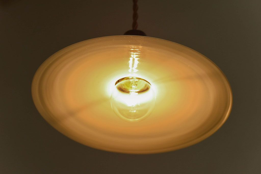 昭和レトロ　昔懐かしい魅力のある平笠シェード(天井照明、ペンダントライト)(3)