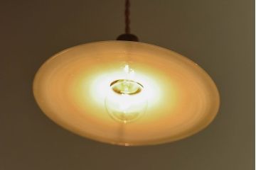 昭和レトロ　昔懐かしい魅力のある平笠シェード(天井照明、ペンダントライト)2個セット