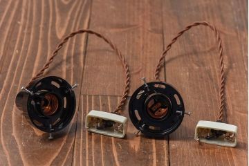 昭和レトロ　昔懐かしい魅力のある平笠シェード(天井照明、ペンダントライト)2個セット