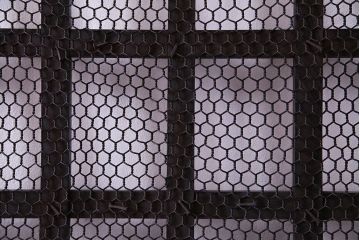 【商談品】和製アンティーク　細めのデザインが上品な明治期の古いくぐり戸(蔵戸、格子戸、玄関戸)