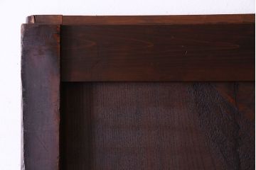 和製アンティーク　ケヤキ材　金具が和の魅力を引き立てる漆塗りの蔵戸(引き戸、建具、玄関戸)