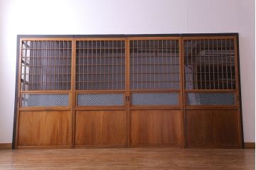 【S様ご成約分】なつかしさ漂う昭和レトロのガラス障子戸(格子戸、引き戸)4枚セット