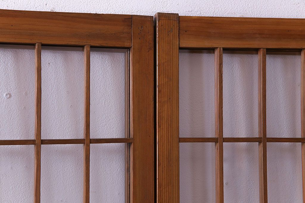 【S様ご成約分】なつかしさ漂う昭和レトロのガラス障子戸(格子戸、引き戸)4枚セット