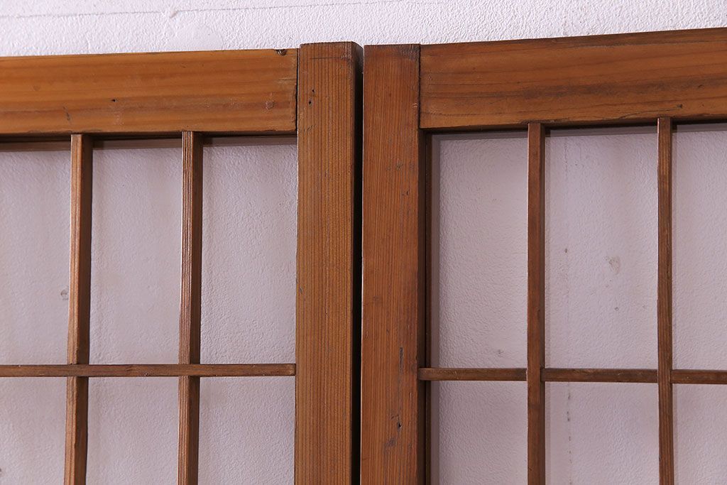 【S様ご成約分】なつかしさ漂う昭和レトロのガラス障子戸(格子戸、引き戸)4枚セット