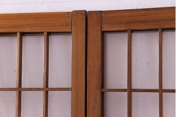 【S様ご成約分】なつかしさ漂う昭和レトロのガラス障子戸(格子戸、引き戸)4枚セット