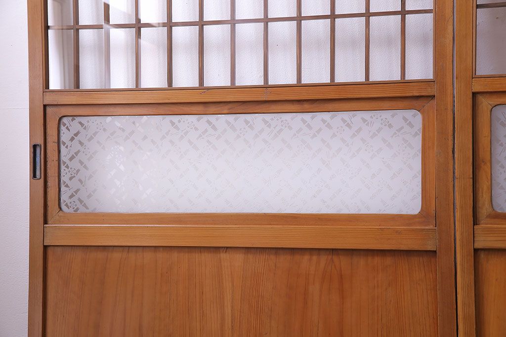 【S様ご成約分】なつかしさ漂う昭和レトロのガラス障子戸(格子戸、引き戸)4枚セット